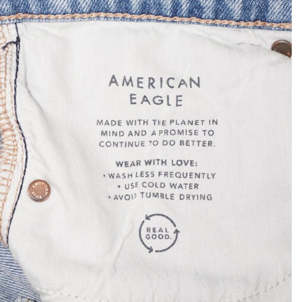 American Eagle Baggy Straight Jeans Women’s 6 Distressed High Rise Denim - Picture 5 of 9